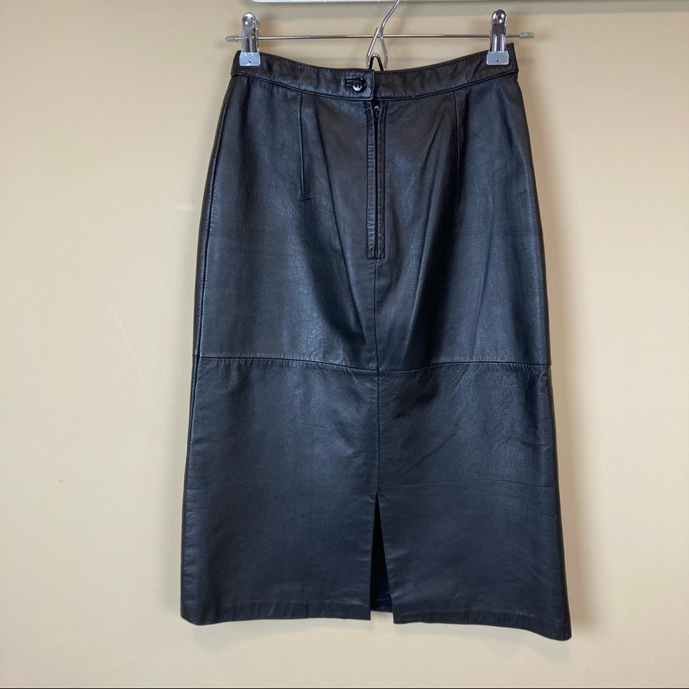 Vintage Neiman Marcus Exclusive NM Only Black Leather Pencil Skirt - Picture 3 of 10